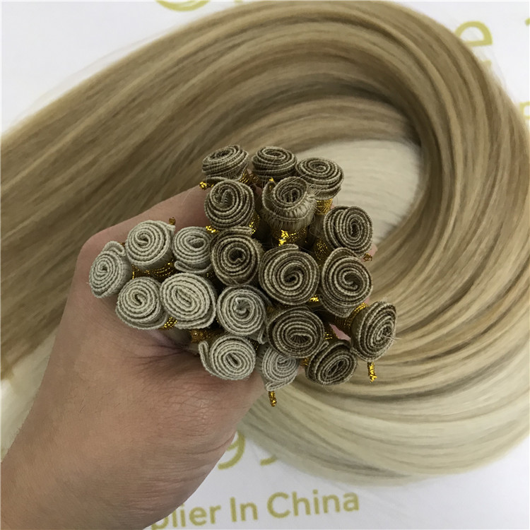 Wholesale human cutilce remy hand tied weft hair extensions hot sale X391